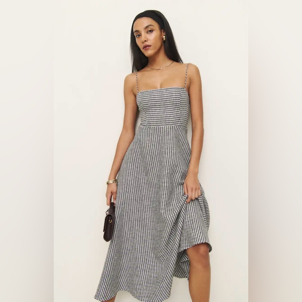 NWT Reformation Monette Linen Dress in Remy Check (gingham)
